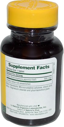 المكملات الغذائية، مضادات الأكسدة، روتين، الفيتامينات، فيتامين ج Natures Plus, Rutin, 500 mg, 60 Tablets