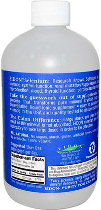 المكملات الغذائية، مضادات الأكسدة، السيلينيوم، المعادن، المعادن السائلة Eidon Mineral Supplements, Ionic Minerals, Selenium, 19 oz (563 ml)