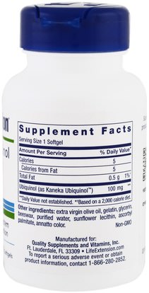 المكملات الغذائية، مضادات الأكسدة، أوبيكينول خ، أوبيكينول coq10 Life Extension, Super Ubiquinol CoQ10, 100 mg, 60 Softgels