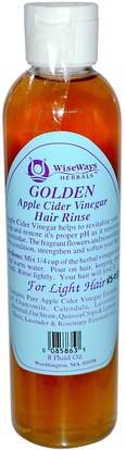 المكملات الغذائية، خل التفاح، الشعر، فروة الرأس WiseWays Herbals, LLC, Golden, Apple Cider Vinegar Hair Rinse, 8 fl oz