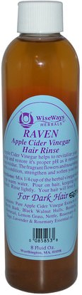 المكملات الغذائية، خل التفاح، الشعر، فروة الرأس WiseWays Herbals, LLC, Raven, Apple Cider Vinegar Hair Rinse, 8 fl oz