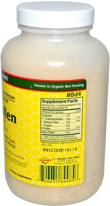 المكملات الغذائية، منتجات النحل، لقاح النحل Y.S. Eco Bee Farms, Bee Pollen Powder, Plus Papaya Powder, 10.6 oz (300 g)