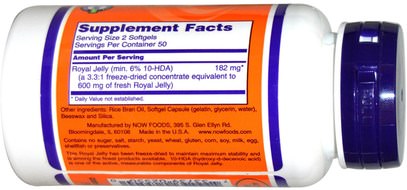 المكملات الغذائية، منتجات النحل، هلام الملكي Now Foods, Royal Jelly, 300 mg, 100 Softgels