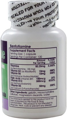 المكملات الغذائية، بنفوتيامين Benfotiamine Inc., Multi-B Neuropathy Support Formula, 150 mg, 120 Capsules