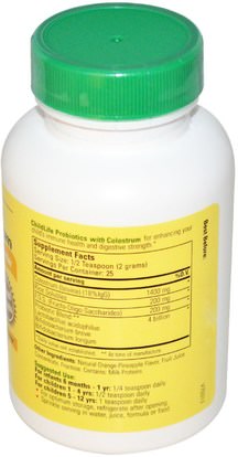 المكملات الغذائية، منتجات الأبقار، اللبأ، البروبيوتيك، الأطفال البروبيوتيك ChildLife, Probiotics, With Colostrum, Powder, Natural Orange/Pineapple Flavor, 1.7 oz (50 g)