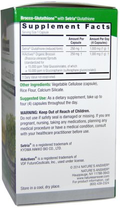 المكملات الغذائية، البروكلي الصليبي Natures Answer, Brocco-Glutathione, 500 mg, 60 Vegetarian Capsules