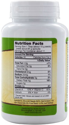 المكملات الغذائية، البروكلي الصليبي Now Foods, Real Food, Broccoli Seeds, 4 oz (113 g)
