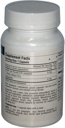 المكملات الغذائية، الكاروتينات، زياكسانثين Source Naturals, Zeaxanthin with Lutein, 10 mg, 60 Capsules