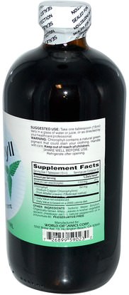 المكملات الغذائية، الكلوروفيل World Organic, Liquid Chlorophyll, Natural Mint Flavor, 50 mg, 16 fl oz (474 ml)