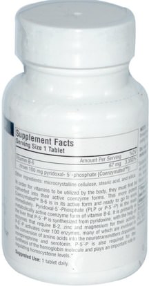 المكملات الغذائية، فيتامينات سونزيمات ب Source Naturals, Coenzymated B-6, 100 mg, 60 Tablets