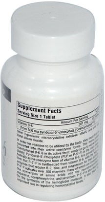 المكملات الغذائية، فيتامينات سونزيمات ب Source Naturals, Coenzymated B-6, 300 mg, 30 Tablets