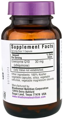 المكملات الغذائية، أنزيم q10، مضادات الأكسدة، أوبيكينول خ Bluebonnet Nutrition, CoQ10 Capsules, 30 mg, 90 Vcaps