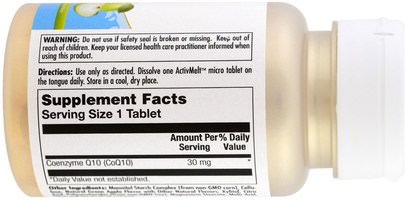 المكملات الغذائية، أنزيم q10 KAL, CoQ10, ActivMelt, Green Apple, 30 mg, 90 Micro Tablets