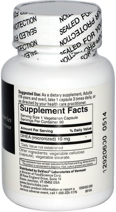 المكملات الغذائية، ديا DaVinci Laboratories of Vermont, Micronized DHEA, 10 mg, 90 Capsules