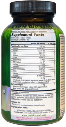 والمكملات الغذائية، والإنزيمات الهاضمة، والصحة Irwin Naturals, Anti-Gas Digestive Enzymes, 45 Liquid Soft-Gels