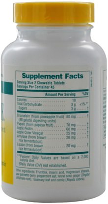 والمكملات الغذائية، والإنزيمات الهاضمة Natures Plus, Nutri-Zyme, Chewable, Natural Peppermint, 90 Tablets