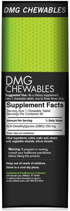 المكملات الغذائية، دمغ (n-ديميثيلغليسين) FoodScience, DMG Chewables, 250 mg, 90 Chewable Tablets
