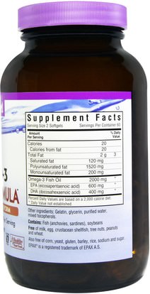 المكملات الغذائية، ايفا اوميجا 3 6 9 (إيبا دا) Bluebonnet Nutrition, Natural Omega-3 Heart Formula, 120 Softgels