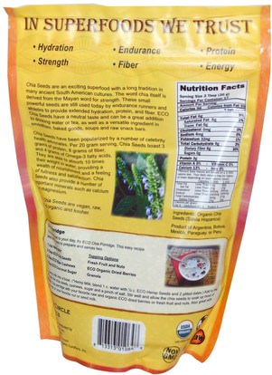 المكملات الغذائية، إيفا أوميجا 3 6 9 (إيبا دا)، بذور شيا Earth Circle Organics, Raw Organic Chia Seeds, 12 oz (340 g)