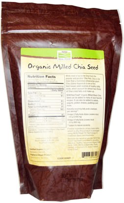 المكملات الغذائية، إيفا أوميجا 3 6 9 (إيبا دا)، بذور شيا Now Foods, Real Food, Organic Milled Chia Seed, 10 oz (284 g)