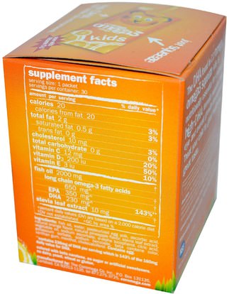 المكملات الغذائية، إيفا أوميجا 3 6 9 (إيبا دا)، دا، إيبا Coromega, Kids, Omega-3, Tropical Orange + Vitamin D, 30 Single Serving Packets (2.5 g)