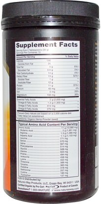 المكملات الغذائية، إيفا أوميجا 3 6 9 (إيبا دا)، دا، إيبا Natures Way, Organic, EfaGold, Hemp Protein & Fiber, Cold Milled Powder, 16 oz (454 g)