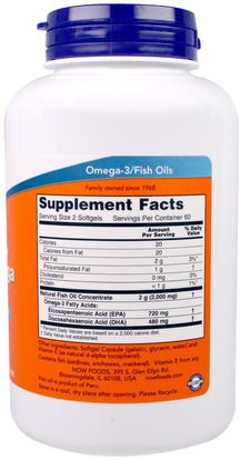 المكملات الغذائية، إيفا أوميجا 3 6 9 (إيبا دا)، إيبا Now Foods, Super Omega EPA, Molecularly Distilled, 120 Softgels