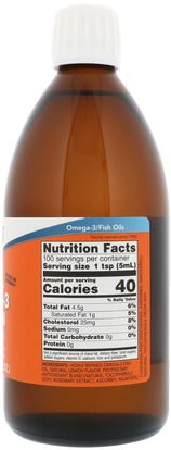 المكملات الغذائية، إيفا أوميجا 3 6 9 (إيبا دا)، زيت السمك السائل Now Foods, Omega-3 Fish Oil, Lemon Flavored, 16.9 fl oz (500 ml)