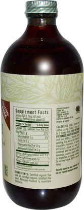 المكملات الغذائية، إيفا أوميجا 3 6 9 (إيبا دا)، زيت الكتان Flora, Certified Organic, High Lignan Flax Oil, 17 fl oz (500 ml)