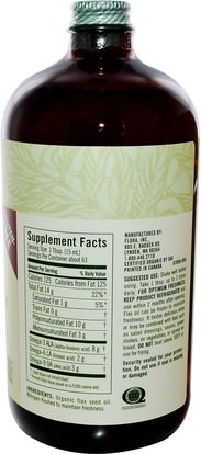 المكملات الغذائية، إيفا أوميجا 3 6 9 (إيبا دا)، الكتان النفط السائل Flora, Certified Organic Flax Oil, 32 fl oz (946 ml)