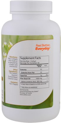 المكملات الغذائية، إيفا أوميجا 3 6 9 (إيبا دا)، زيت الكتان Zahler, Organic Flax Seed Oil, 1,000 mg, 90 Softgels