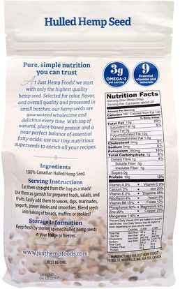 المكملات الغذائية، إيفا أوميجا 3 6 9 (إيبا دا)، منتجات القنب، الطعام، بذور المكسرات الحبوب Just Hemp Foods, Hulled Hemp Seeds, 24 oz (680 g)