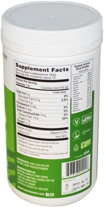 المكملات الغذائية، إيفا أوميجا 3 6 9 (إيبا دا)، منتجات القنب، مسحوق بروتين القنب Manitoba Harvest, Organic Hemp Pro Fiber, 1 lb (454 g)