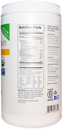 المكملات الغذائية، إيفا أوميجا 3 6 9 (إيبا دا)، منتجات القنب، مسحوق بروتين القنب Nutiva, Organic Superfood, Hemp Protein Shake Mix, Vanilla, 16 oz (454 g)