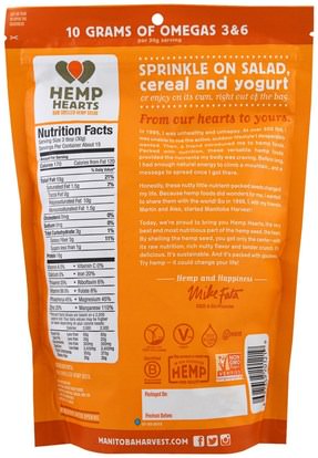 المكملات الغذائية، إيفا أوميجا 3 6 9 (إيبا دا)، منتجات القنب، قصف بذور القنب Manitoba Harvest, Hemp Hearts, Raw Shelled Hemp Seeds, 1 lb (454 g)