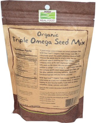 المكملات الغذائية، ايفا اوميجا 3 6 9 (إيبا دا) Now Foods, Real Food, Organic Triple Omega Seed Mix, 12 oz (340 g)
