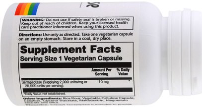 المكملات الغذائية، والإنزيمات Solaray, Serrapeptase, 10 mg, 90 Veggie Caps