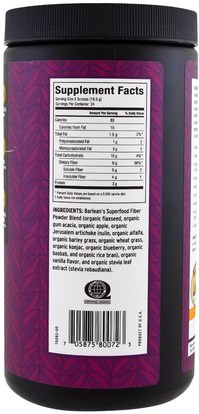 المكملات الغذائية، والألياف Barleans, Organic Superfood Fiber Blend, Vanilla Flavor, 16.51 oz