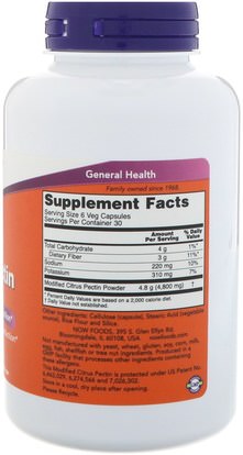 المكملات الغذائية، والألياف، والبكتين الحمضيات تعديل Now Foods, Modified Citrus Pectin, 800 mg, 180 Veg Capsules
