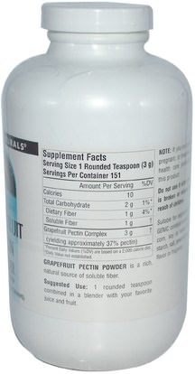 المكملات الغذائية، والألياف، والبكتين الجريب فروت، الجريب فروت Source Naturals, Grapefruit Pectin Powder, 16 oz (453.6 g)