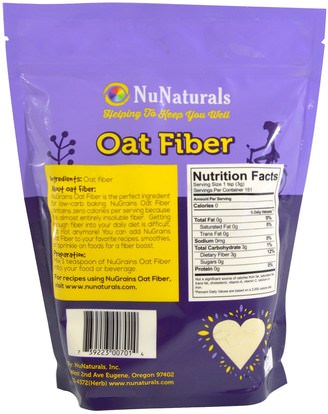 المكملات الغذائية، والألياف NuNaturals, NuGrains, Oat Fiber, 1 lb (454 g)
