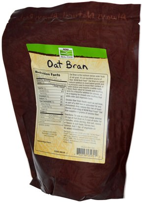 المكملات الغذائية، الألياف، نخالة الشوفان Now Foods, Real Food, Organic Oat Bran, 14 oz (397 g)