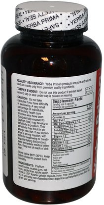 المكملات الغذائية، والألياف Yerba Prima, Soluble Fiber Caps, 625 mg, 180 Capsules
