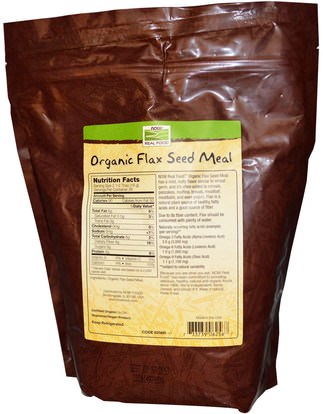 المكملات الغذائية، بذور الكتان، الكتان الألياف، مسحوق الكتان Now Foods, Real Food, Certified Organic, Flax Seed Meal, 22 oz (624 g)