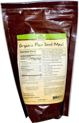 المكملات الغذائية، بذور الكتان، الكتان الألياف Now Foods, Real Food, Certified Organic, Flax Seed Meal, 12 oz (340 g)