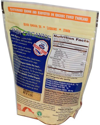 المكملات الغذائية، بذور الكتان Garden of Life, Organic Golden Flax Seed, 14 oz (397 g)
