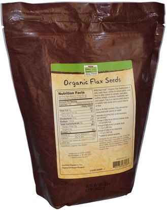 المكملات الغذائية، بذور الكتان Now Foods, Real Food, Certified Organic Flax Seeds, 32 oz (907 g)