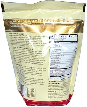 المكملات الغذائية، بذور الكتان Spectrum Essentials, Organic Whole Premium Flaxseed, 15 oz (425 g)