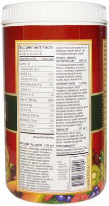 المكملات الغذائية، مقتطفات الفاكهة، سوبر الفواكه، البارلنز الخضر Barleans, Superfruit Greens Supplement, Powder Formula, Strawberry-Kiwi, 9.52 oz (270 g)