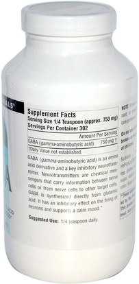 المكملات الغذائية، غابا (حمض غاما أمينوبوتيريك) Source Naturals, GABA Powder, 8 oz (226.8 g)